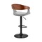 Armen Living Benson Adjustable Gray Faux Leather and Walnut Wood Bar Stool with Black Base LCBNBAWABLGR - alternate 4